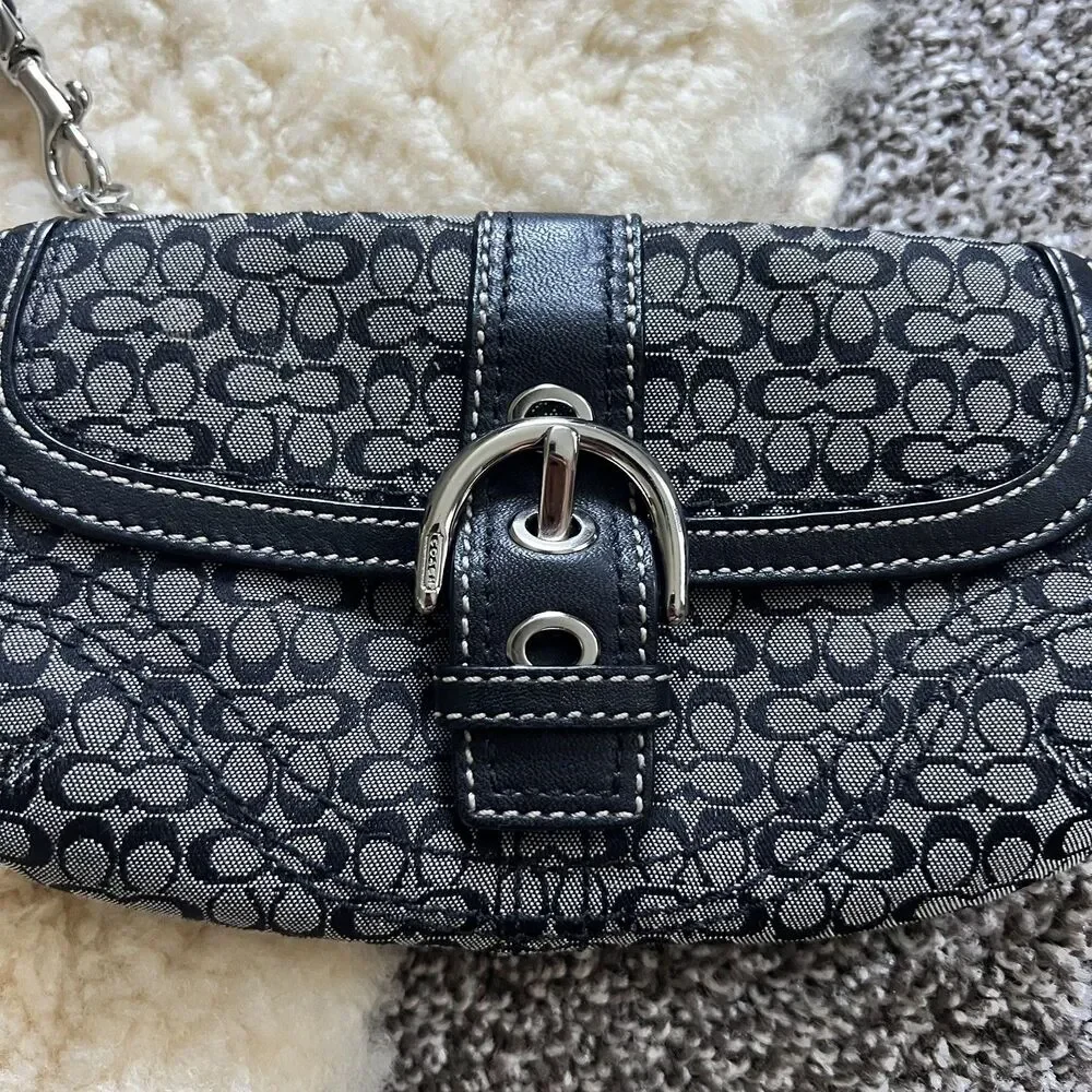 Y2K Coach Soho Mini Signature Wristlet in Black and Gray